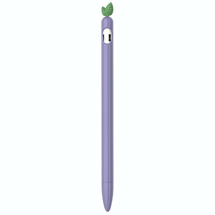 For Apple Pencil 1 Contrasting Color Mint Leaf Silicone Non-slip Protective Cover(Purple)