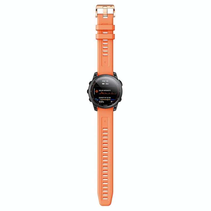 For Garmin Fenix 7S 20mm Rose Gold Buckle Silicone Watch Band(Orange)