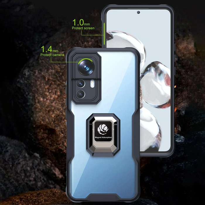 For Xiaomi 12 / 12X Armor Shockproof Magnetic Ring Phone Case(Black)