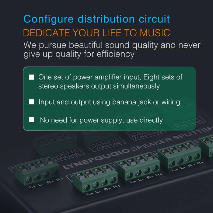 1 In 8 Out Amplifier And Sound Speaker Distributor, 8-Area Sound Source, Signal Distribution Pane...