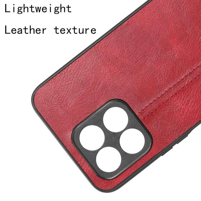 For Honor X8 5G/X6 5G/Play6C Sewing Cow Pattern Skin PC + PU + TPU Phone Case(Red)