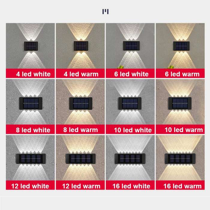 2LED NiMH Solar Wall Lamp Outdoor Waterproof Up And Down Double-headed Spotlights(Warm Light)