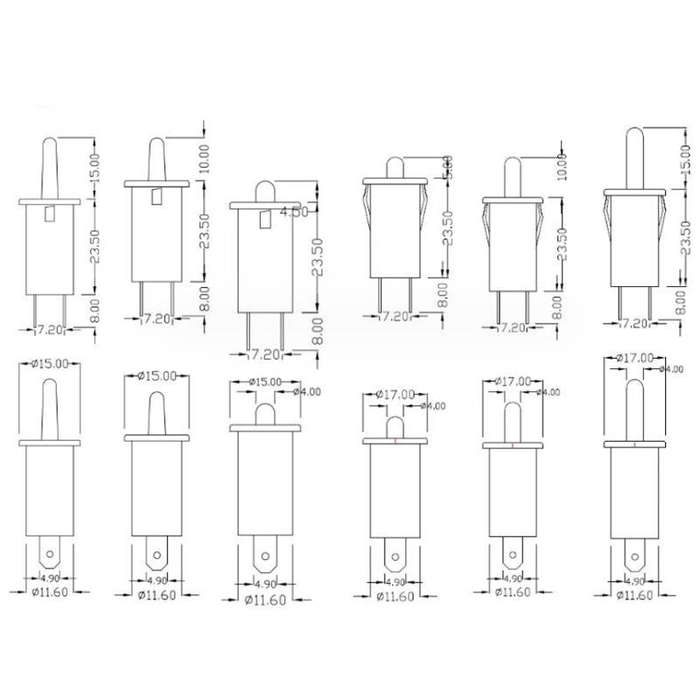 3pcs Refrigerator Door Light Switch Wardrobe Door Self-reset Switch, Size: Normally Closed 4.6mm