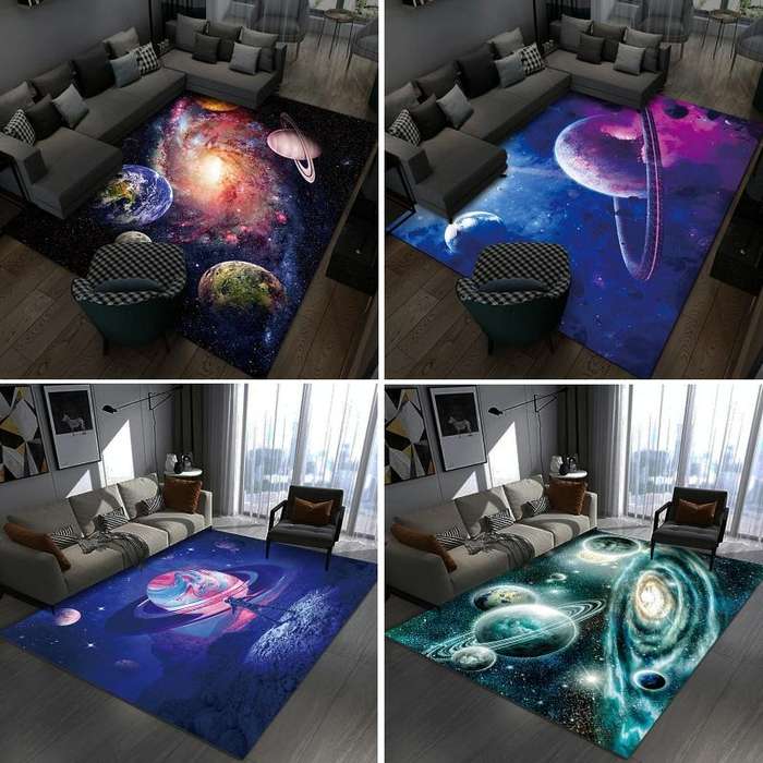 3D Visual Cartoon Cosmic Planet Living Room Carpet, Size: 50x80cm(Cosmic Planet 5)