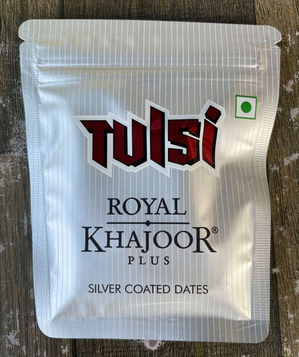 Tulsi Royal Khajoor - Exquisite Silver Coated Dates | Pack of 12 | 5.75grams Each