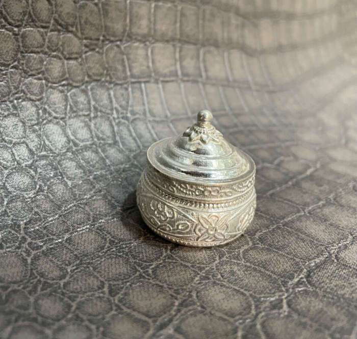 Vintage Small Sterling 925 Silver Round Box - for Jewellery, Kajal | 16 gms