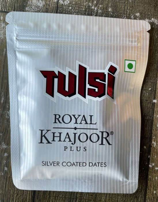 Tulsi Royal Khajoor - Exquisite Silver Coated Dates | Pack of 12 | 5.75grams Each