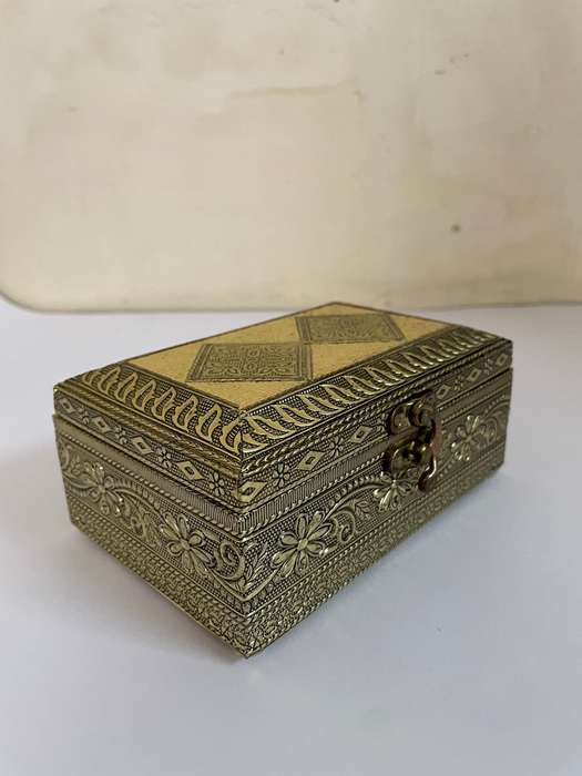 Exquisite Gold Metal and Aluminium Jewellery Box | 14.5cm Elegance | Trinket Box | Vanity Case | ...