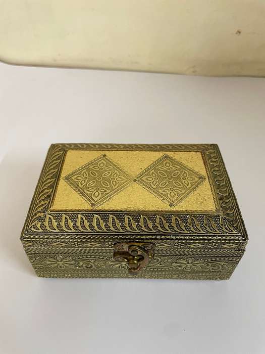 Exquisite Gold Metal and Aluminium Jewellery Box | 14.5cm Elegance | Trinket Box | Vanity Case | ...