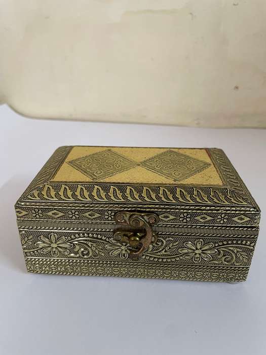 Exquisite Gold Metal and Aluminium Jewellery Box | 14.5cm Elegance | Trinket Box | Vanity Case | ...