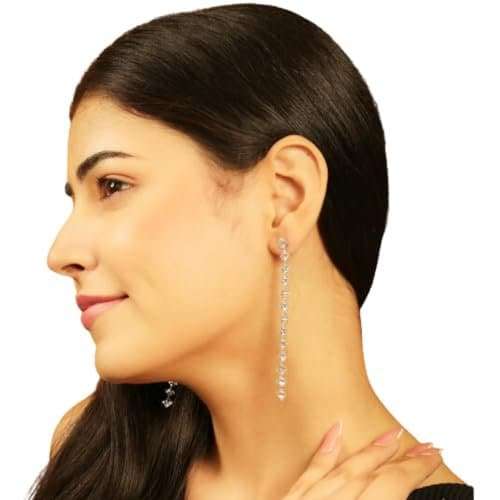 Lotus24 2pcs Crystal Drop Earrings - Stylish Cubic Zirconia Wrap Cuff Design, Perfect for Wedding...