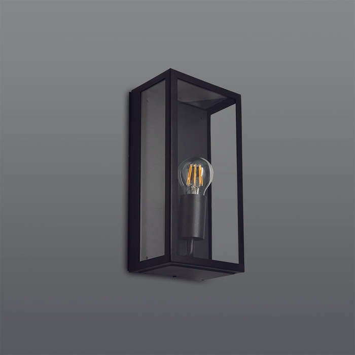Spazio Rubik wall Rectangular 60W Wall fitting with Clear Diffuser - Black