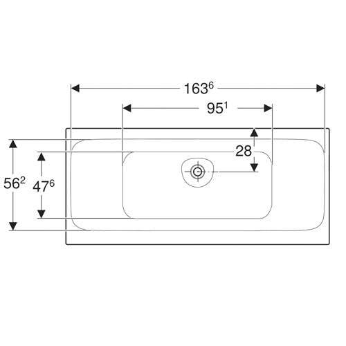 Geberit Tawa Rectangular Built-in Bathtub 750mm with Central Outlet