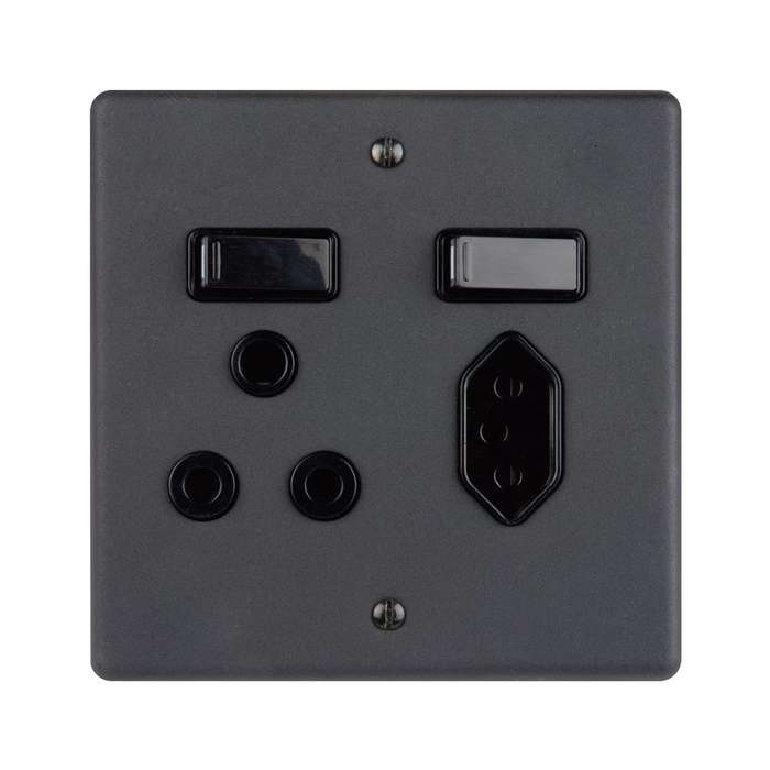 Lesco Matt Black RSA Slimline Wall Socket 4 x 4