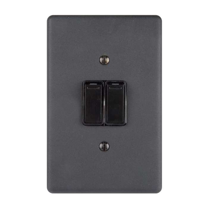 Lesco 2 Lever with 2-Way Light Switch 4 x 2 - Matt Black