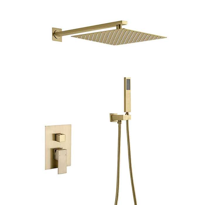 Trendy Taps Square Shower Set with Hose - Brushed Gold