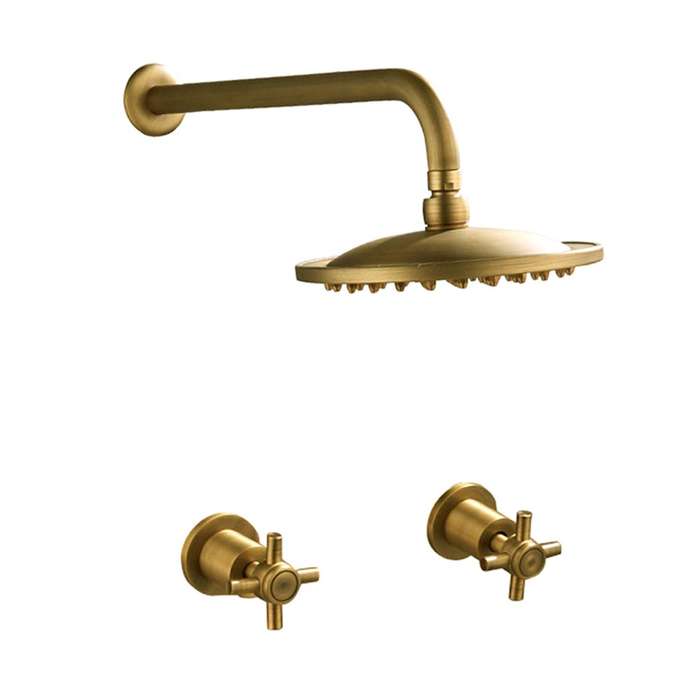Trendy Taps Shower & Dual Modern Handles - Brushed Gold