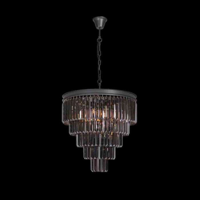 K. Light 5 Tier Large Crystal Chandelier E14 40W - Charcoal Grey