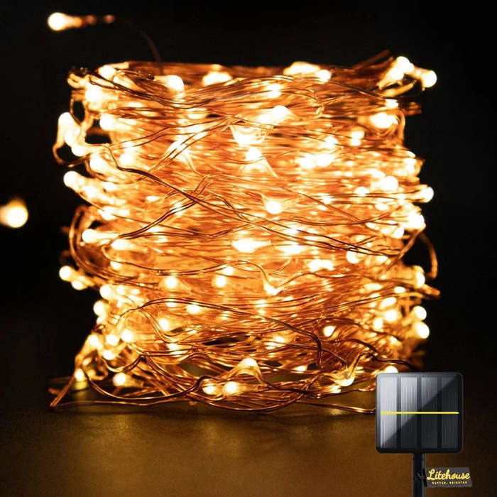 Litehouse Solar Copper Wire LED Fairy Lights Warm White