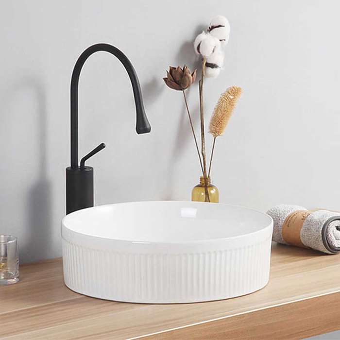 Trendy Taps Round Fluted Basin - White