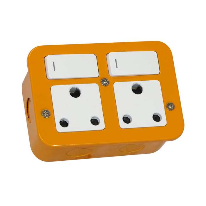 VETi 1 Industrial Double RSA Socket 3 x 3 - Orange