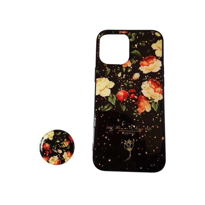 iPhone 12 Pro Max Floral case with Pop/S grip (Black)