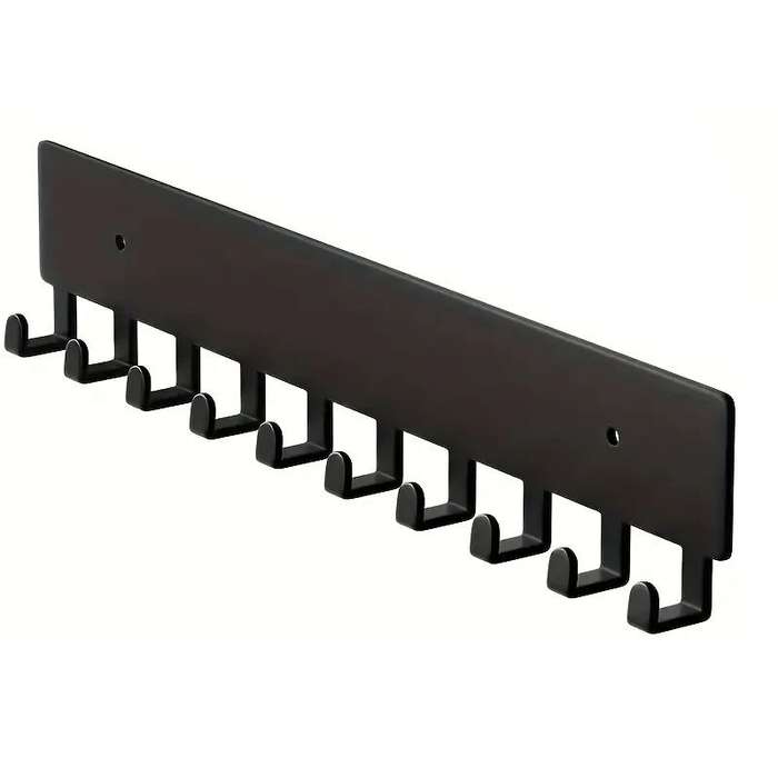 10-Hook Wall Mounted Key & Coat Holder - Heavy-Duty Metal Organizer Rack