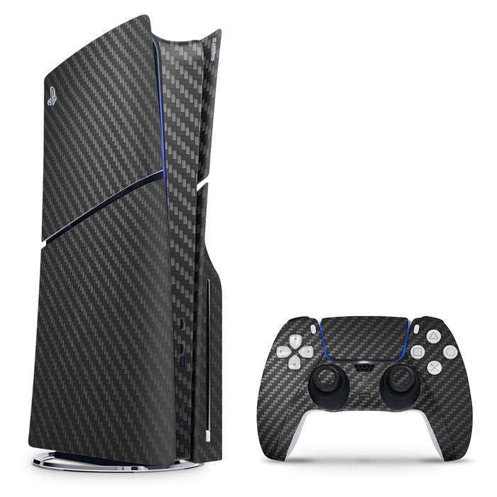 SkinNit Decal Sticker Skin For PS5 Slim : Carbon Fiber (Textured)