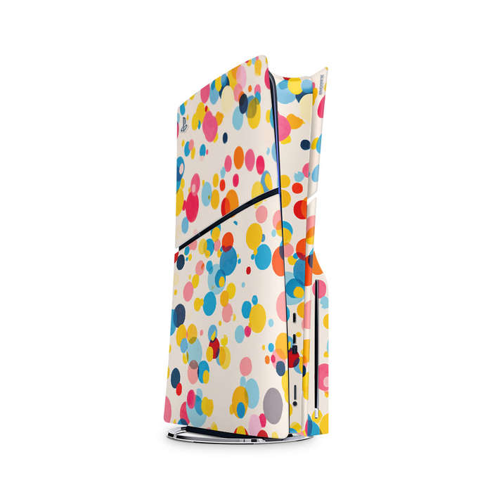 Decal Skin Sticker Compatible with PS5 Slim: Vibrant Polka Dots