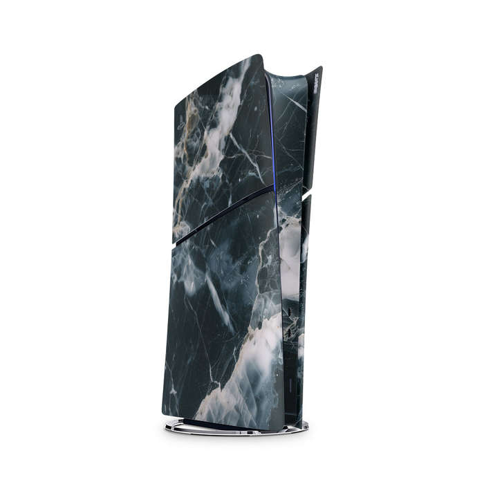 Decal Skin Sticker Compatible with PS5 Slim Digital (No Disk): Marble White & Black