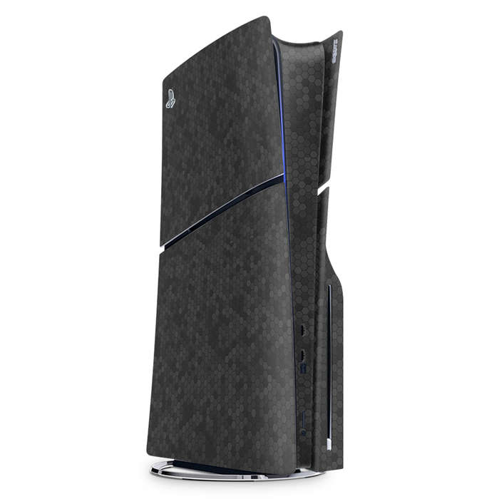SkinNit Decal Sticker Skin For PS5 Slim : HoneyComb Black (Textured)