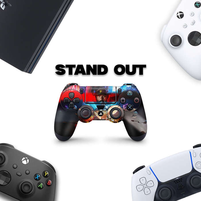 Decal Skin Sticker for PS4: Carbon Rock Glow Blue