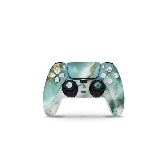 Decal Sticker Skin For PS5 Digital: Marble Emerald Gold
