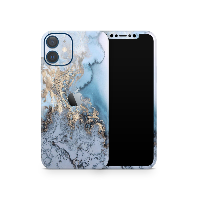SkinNit Decal Sticker Skin Apple iPhone 12 Marble Arctic Blue (Decal Skin)