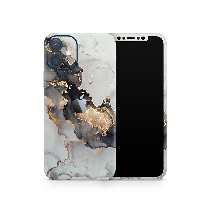 SkinNit Decal Sticker Skin Apple iPhone 12 Marble White Gold (Decal Skin)