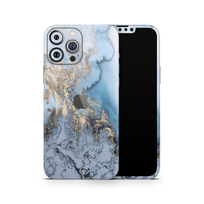 SkinNit Decal Sticker Skin Apple iPhone 13 Pro Marble Arctic Blue (Decal Skin)