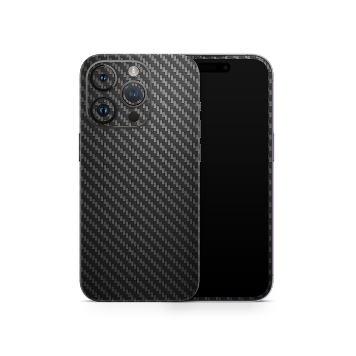SkinNit Decal Sticker Skin Apple iPhone 14 Pro Carbon Fiber Black (Decal Skin)