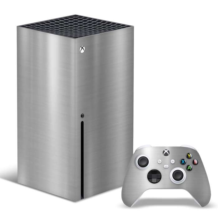 SkinNit Decal Sticker Skin For Xbox Series X: Chrome Silver (Textured)