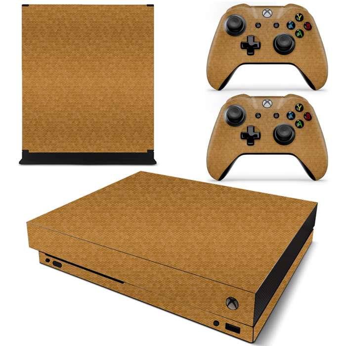 SkinNit Decal Sticker Skin For Xbox one X: HoneyComb Gold (Textured)