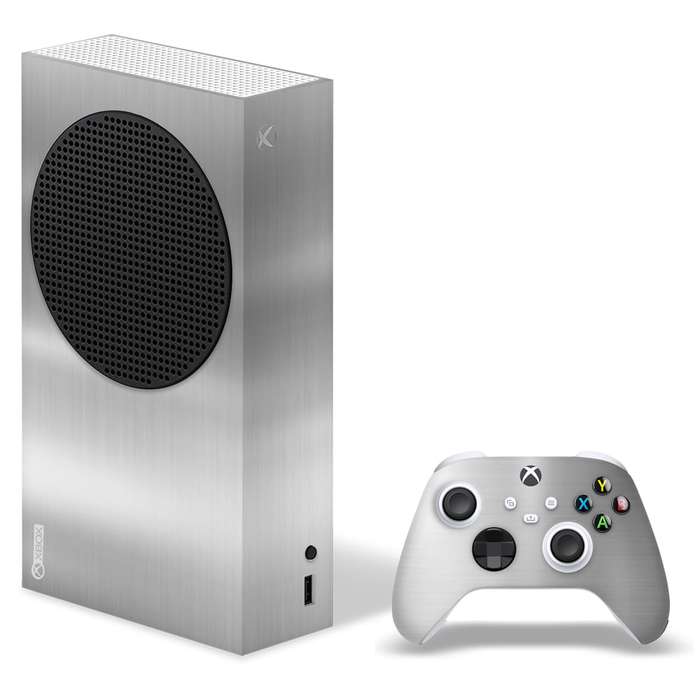 SkinNit Decal Sticker Skin For Xbox Series S: Chrome Silver (Textured)