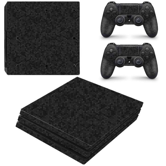 SkinNit Decal Sticker Skin For PS4 Pro: HoneyComb Black (Textured)