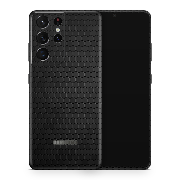 SkinNit Decal Sticker Skin Samsung Galaxy S21 Ultra Honeycomb Black (Decal Skin)