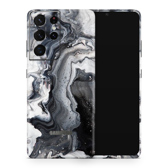 SkinNit Decal Sticker Skin Samsung Galaxy S21 Ultra Marble White Desert (Decal Skin)