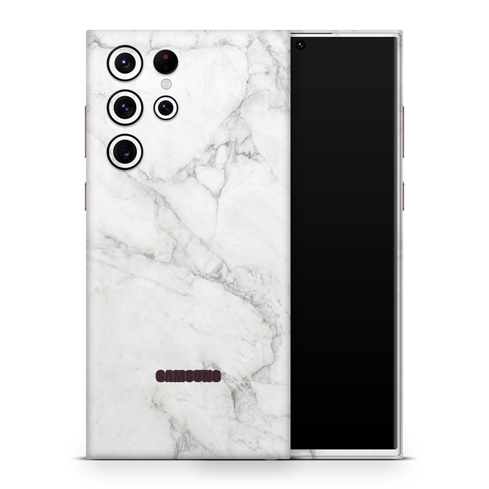 SkinNit Decal Sticker Skin Samsung Galaxy S22 Ultra Marble White (Decal Skin)