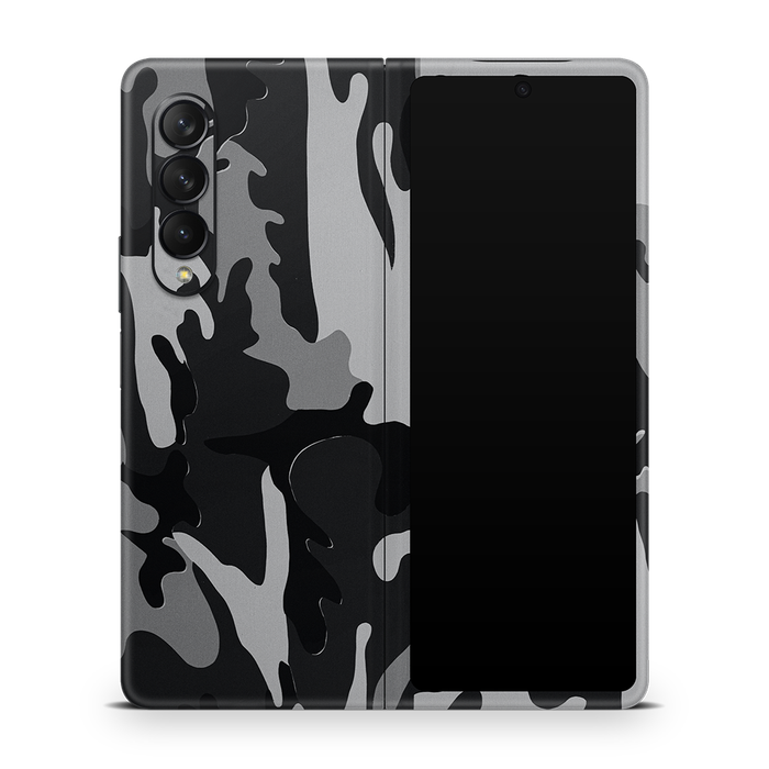 SkinNit Decal Sticker Skin Samsung Galaxy Z Fold 3 Camo Snow (Decal Skin)