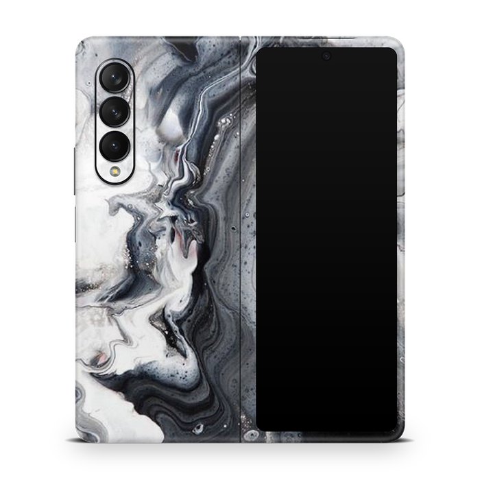 SkinNit Decal Sticker Skin Samsung Galaxy Z Fold 3 Marble White Desert (Decal Skin)