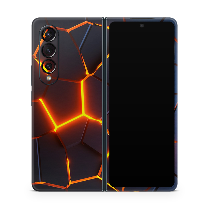 SkinNit Decal Sticker Skin Samsung Galaxy Z Fold 4 Premium Lava (Decal Skin)