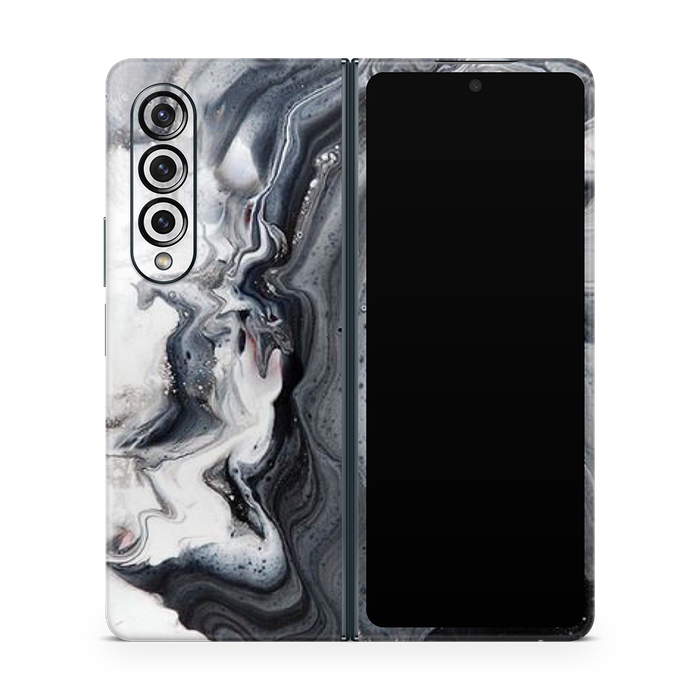 SkinNit Decal Sticker Skin Samsung Galaxy Z Fold 4 Marble White Desert (Decal Skin)