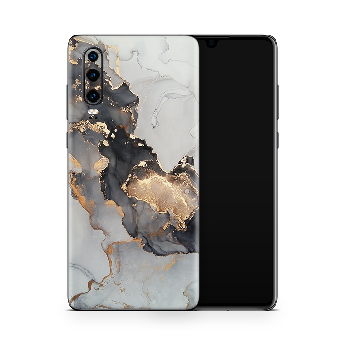 SkinNit Decal Sticker Skin Huawei P30 Marble White Gold (Decal Skin)