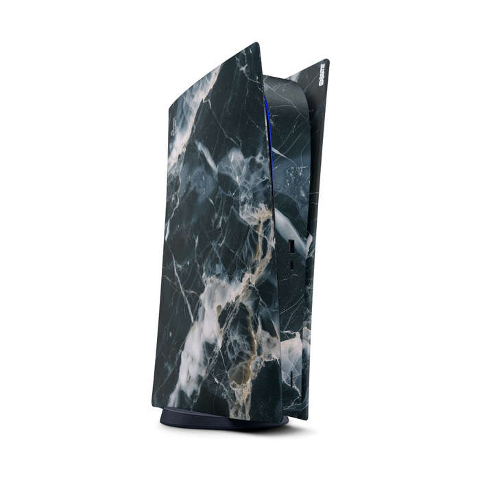 Decal Sticker Skin For PS5 Digital: Marble White & Black